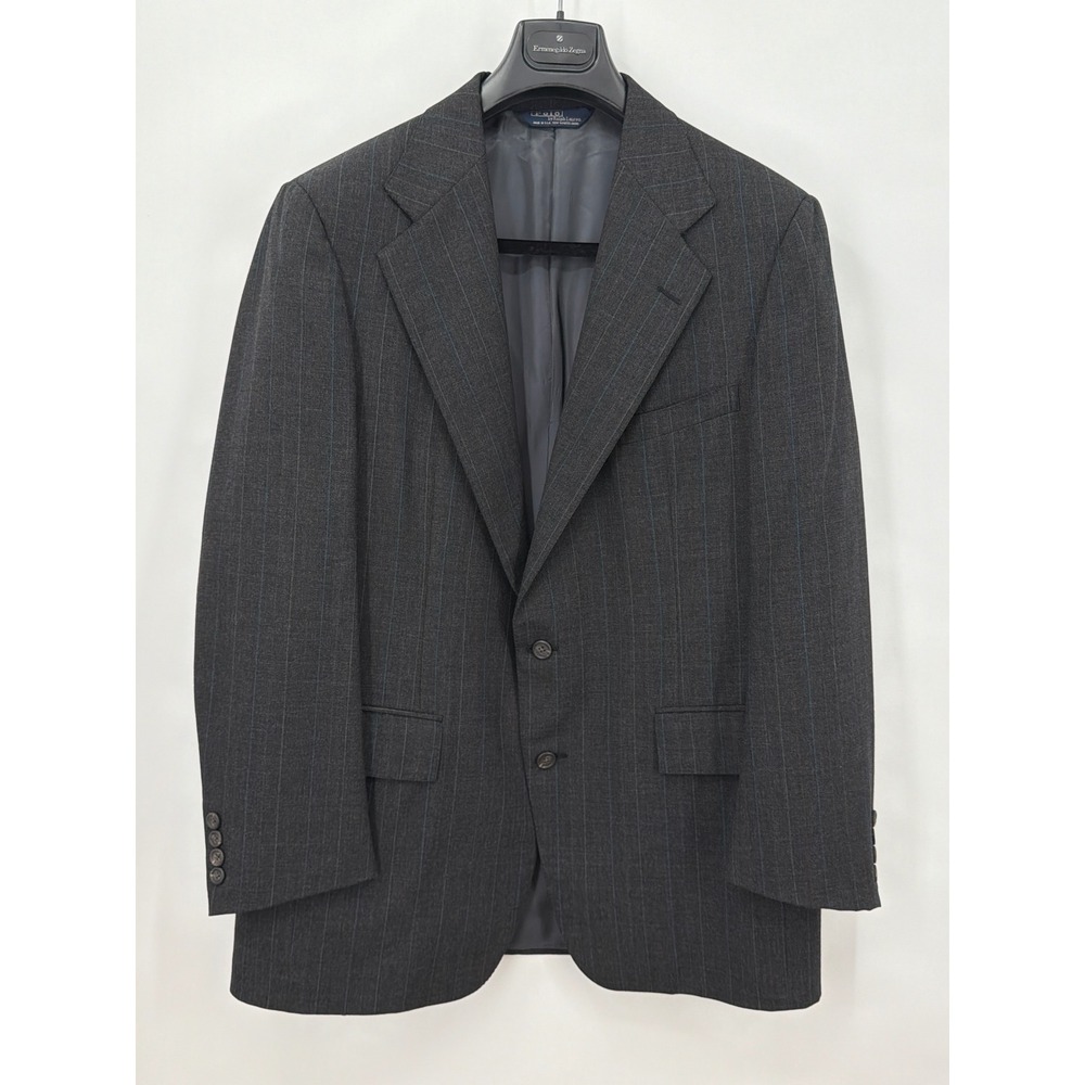 Polo Ralph Lauren Mens Pinstripe Wool Blazer Sport Coat Gray USA Made 44R